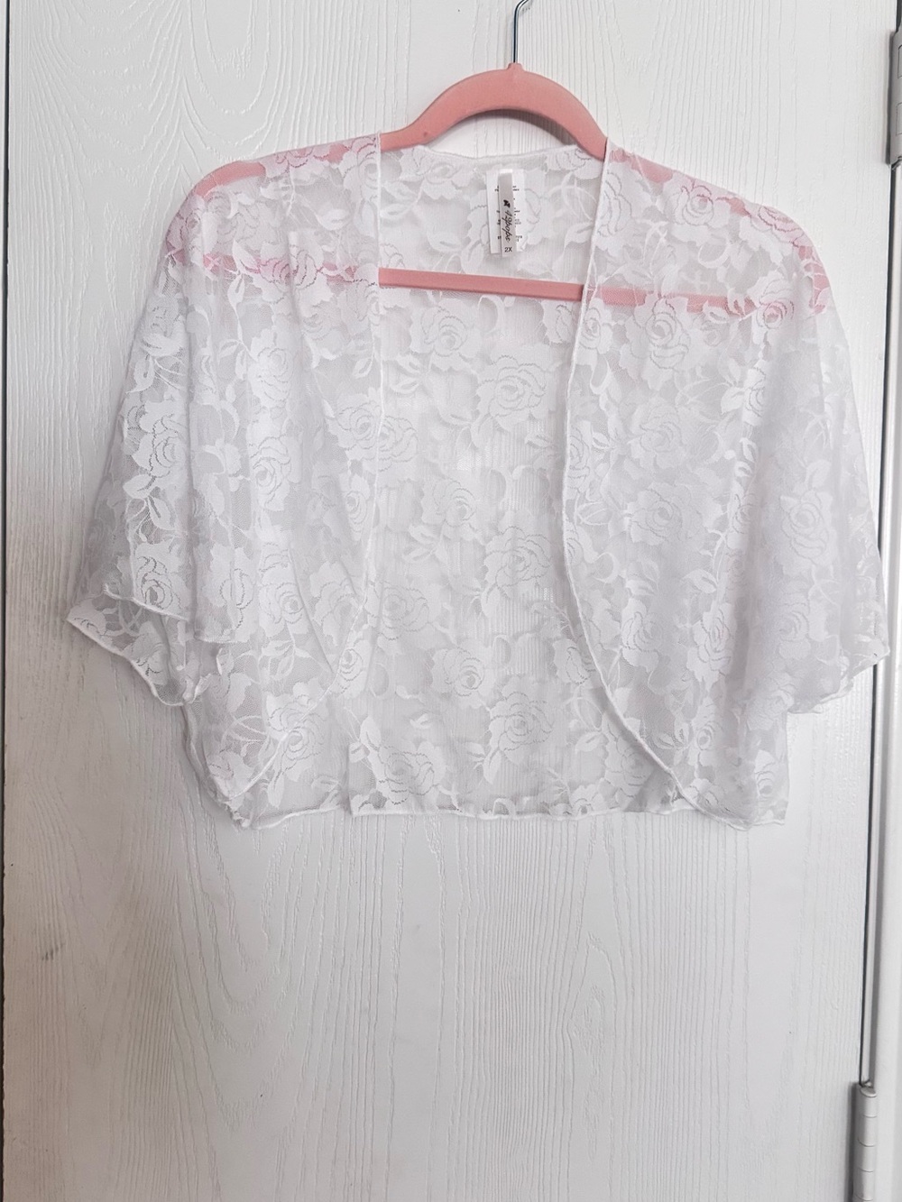 Elegant White Lace Bolero Shrug – Lightweight Sheer Floral Cover-Up - Picture 6 of 6